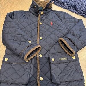 Ralph Lauren Kids Quilted Puffer Jacket - Navy and Brown size 4T